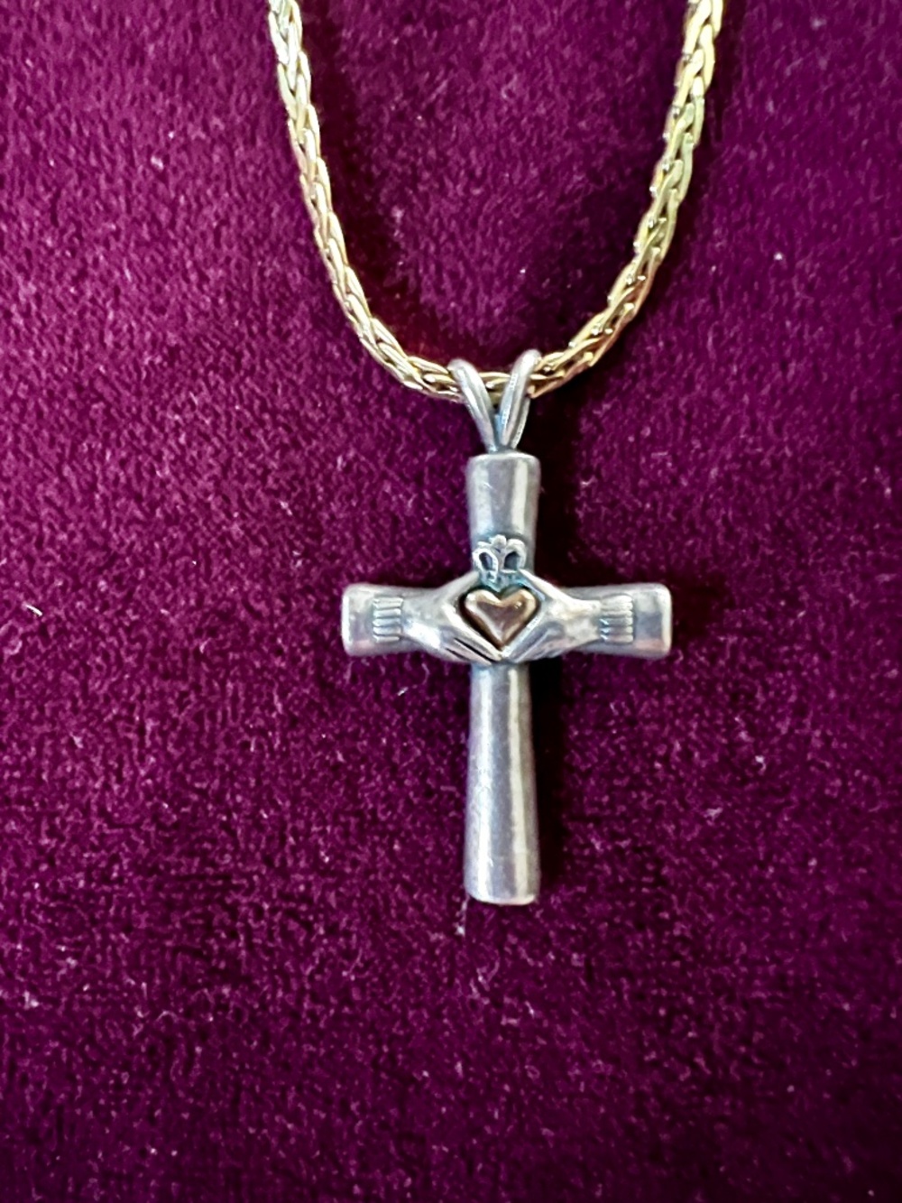 Gold and Silver Celtic Cross on Chain Made in Italy - Picture 3 of 6